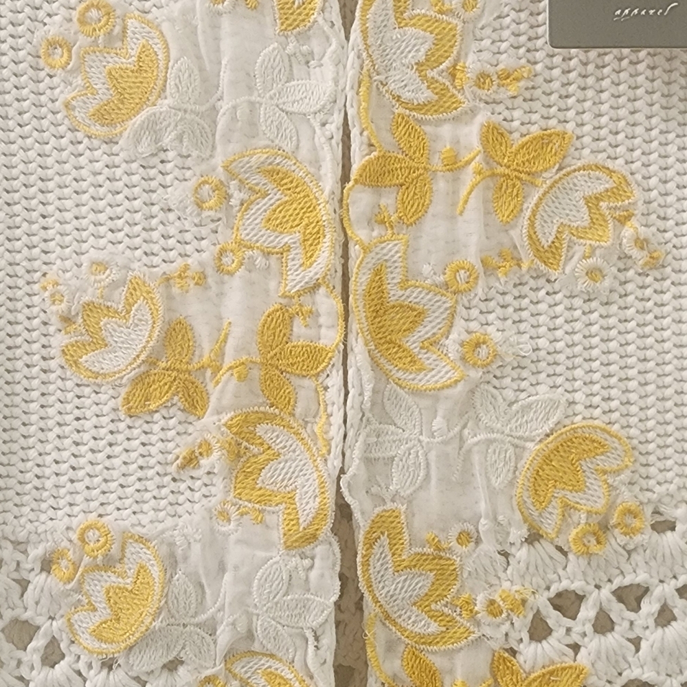 Anthropologie Field&Flower White and Yellow Floral Knit Top, Size Small, Cotton. - Picture 7 of 12